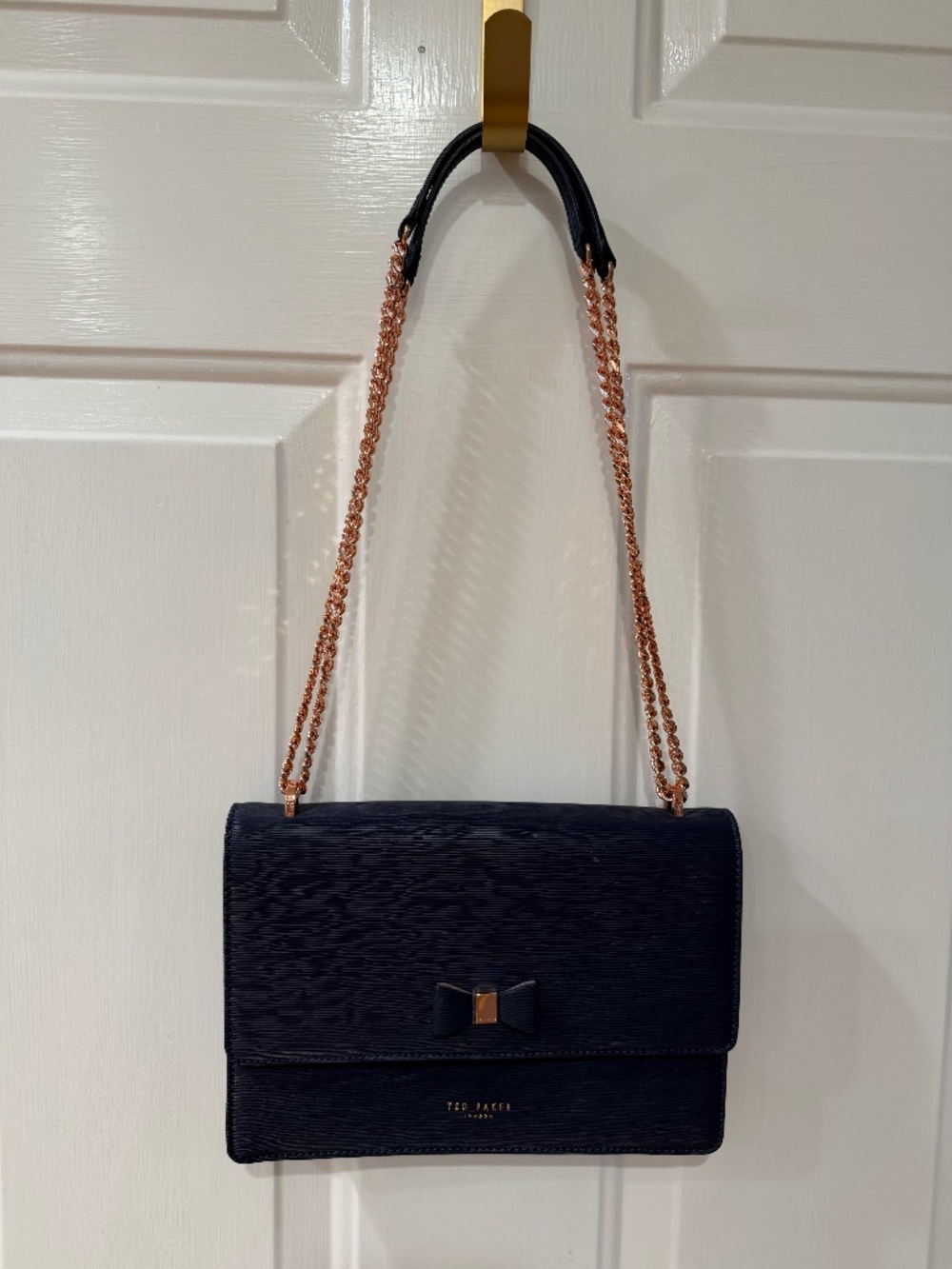 NWOT Ted Baker Shoulder Bag in Navy blue with adjustable rose gold strap